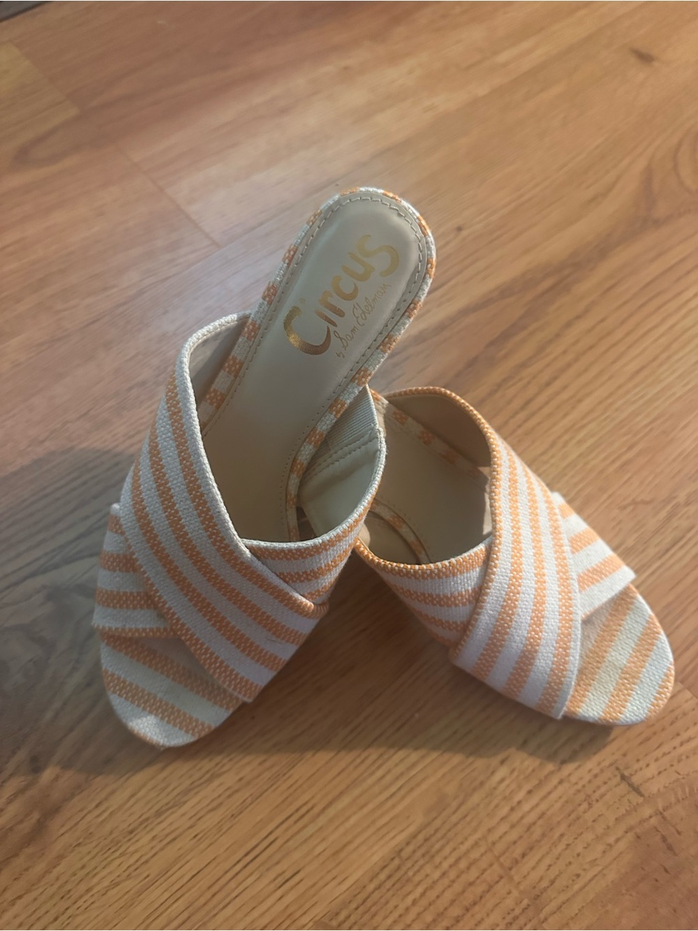 Circus by Sam Edelman Orange and White Striped Slide Mules